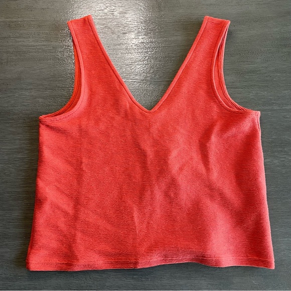 Madewell Tops - NWT Madewell Burnt Orange Ribbed Boxy Tank Top Small